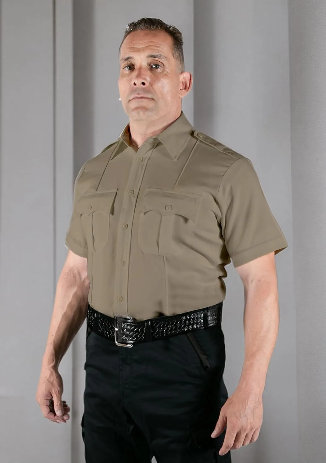 First Class 100% Polyester Short Sleeve Men's Uniform Shirt White