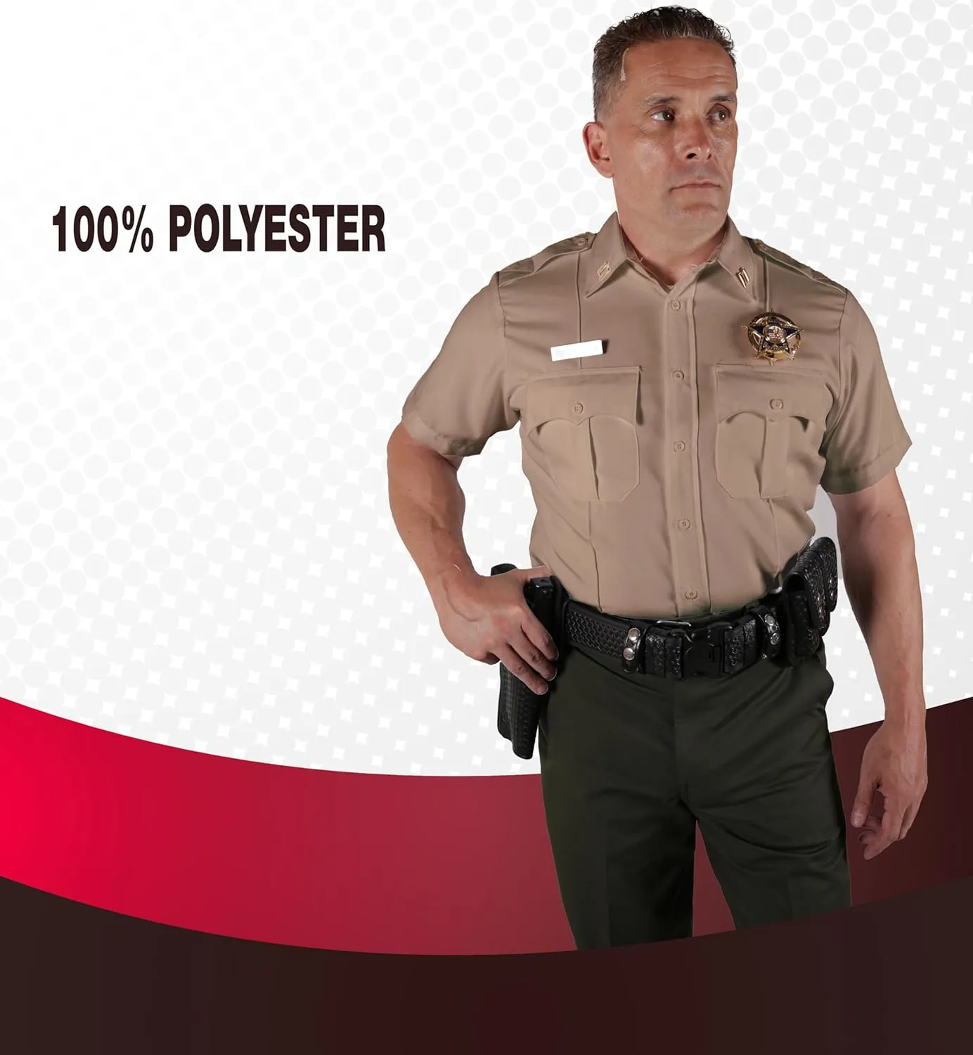 First Class 100% Polyester Short Sleeve Men's Uniform Shirt White