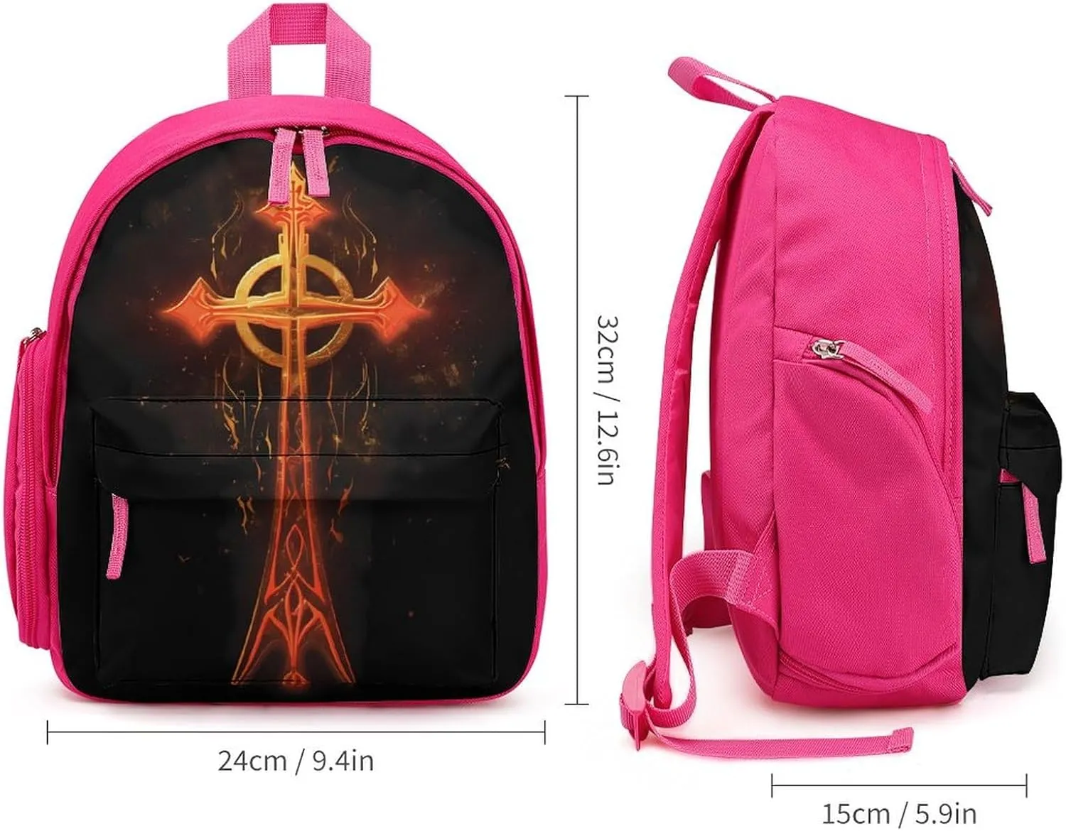 Flaming Egyptian Ankh Cute Printed Backpack Lightweight Travel Bag for Camping Shopping Picnic