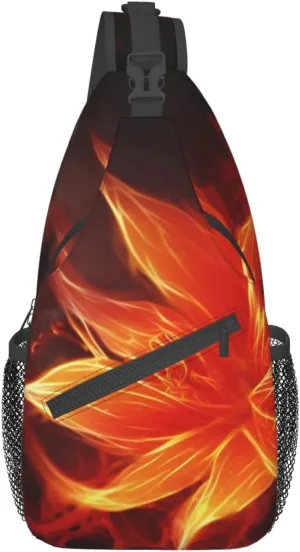 Flaming Fire Flowers Cross Chest Bag Diagonally Crossbody Shoulder Bag Travel Backpack Sling Bag for Women Men