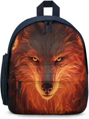 Flaming Wolf Cute Printed Backpack Lightweight Travel Bag for Camping Shopping Picnic
