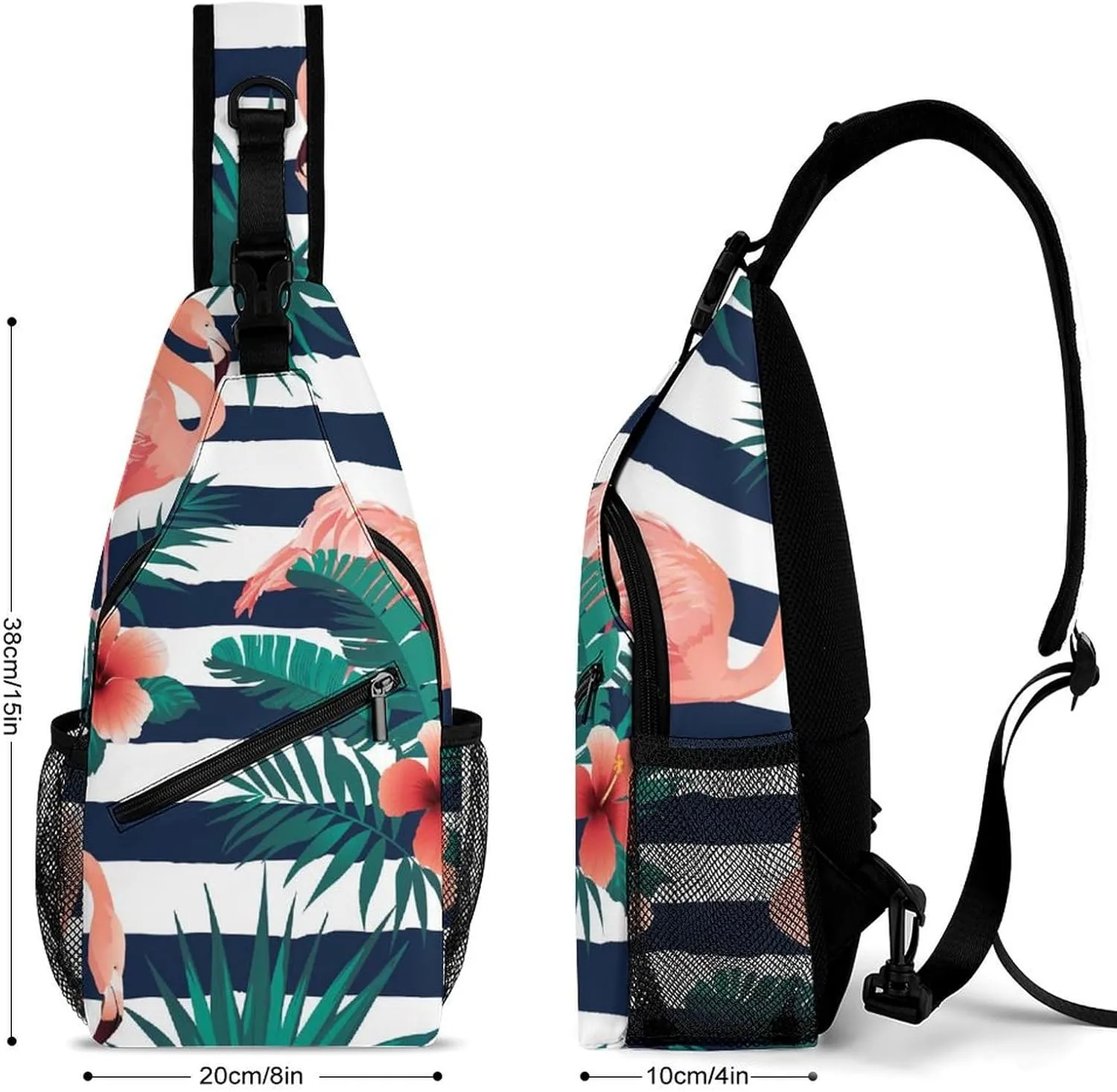 Flamingo-bird-tropical-flowers Crossbody Sling Bag for Women Men Travel Chest Bag, Cycling Shoulder Backpack