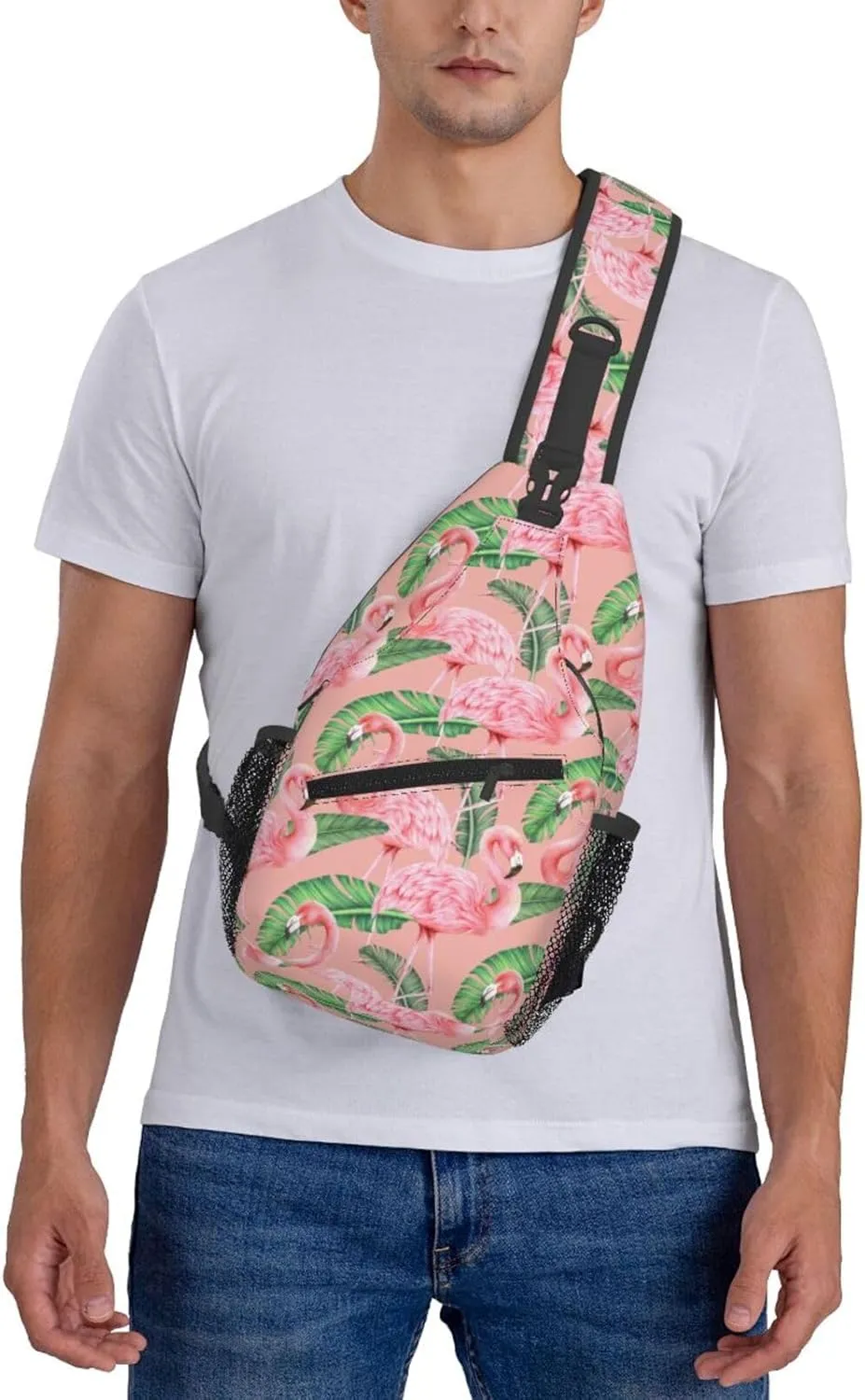Flamingo Crossbody Sling Backpack Sling Bag Adjustable Chest Shoulder Daypack For Women Men