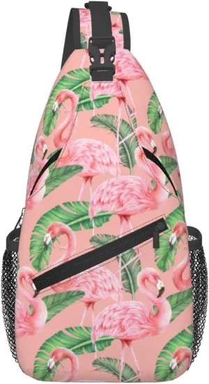 Flamingo Crossbody Sling Backpack Sling Bag Adjustable Chest Shoulder Daypack For Women Men