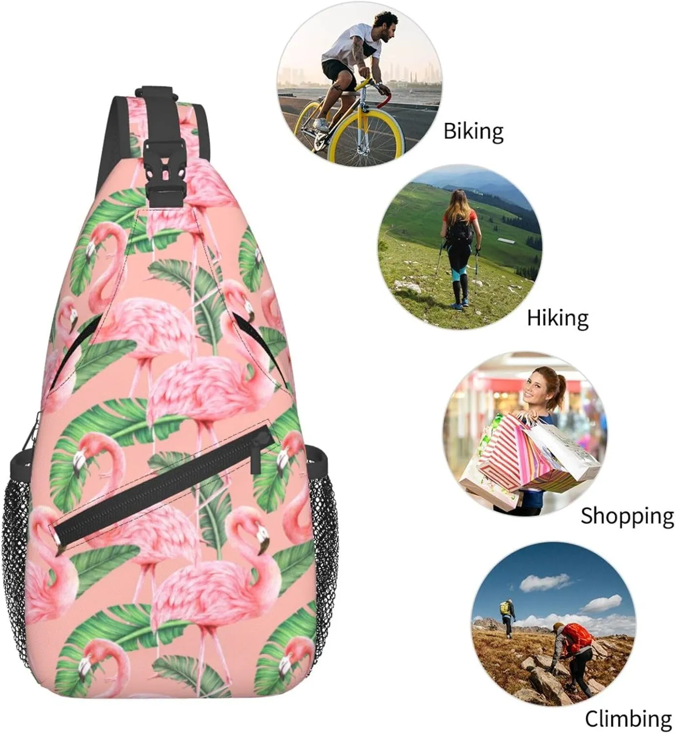 Flamingo Crossbody Sling Backpack Sling Bag Adjustable Chest Shoulder Daypack For Women Men