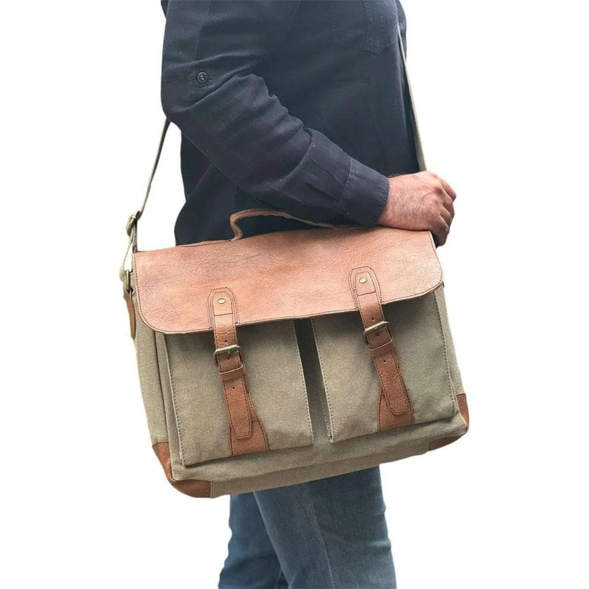 Flap Messenger Laptop Bag for Men & Women - Brown