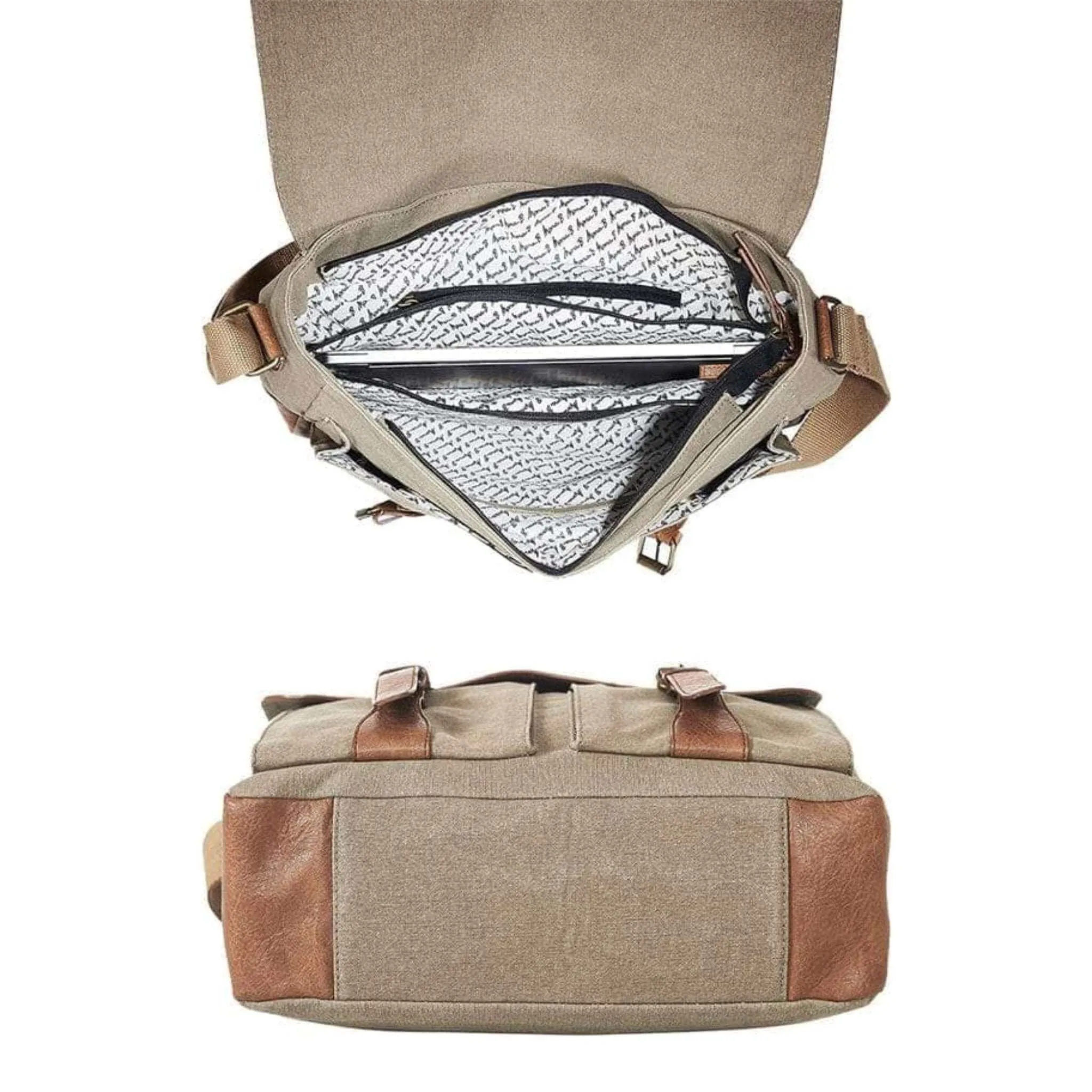 Flap Messenger Laptop Bag for Men & Women - Brown