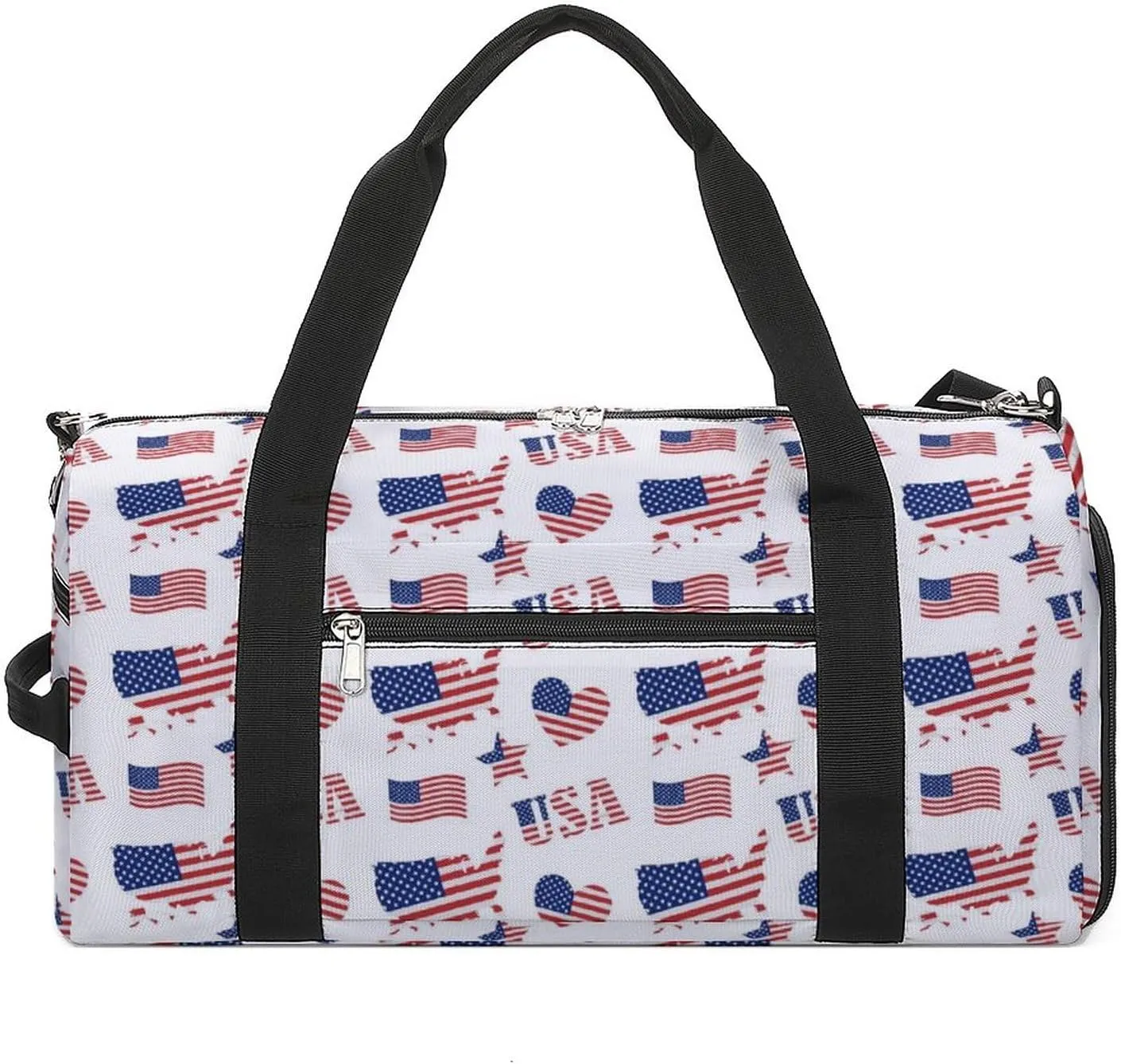 Flat Usa Flag Sports Tote Gym Bag for Women Men, Overnight Bag with Shoe Compartment Water Resistant