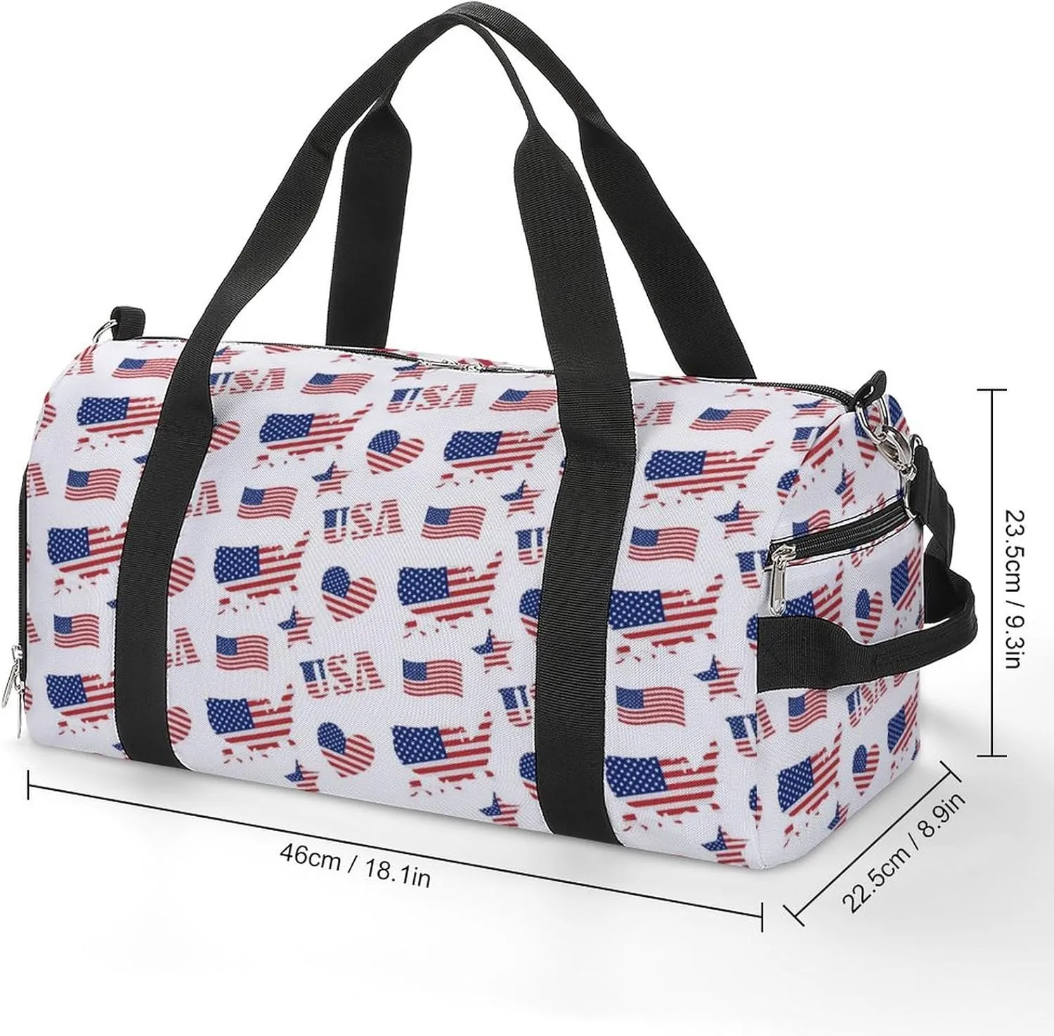 Flat Usa Flag Sports Tote Gym Bag for Women Men, Overnight Bag with Shoe Compartment Water Resistant