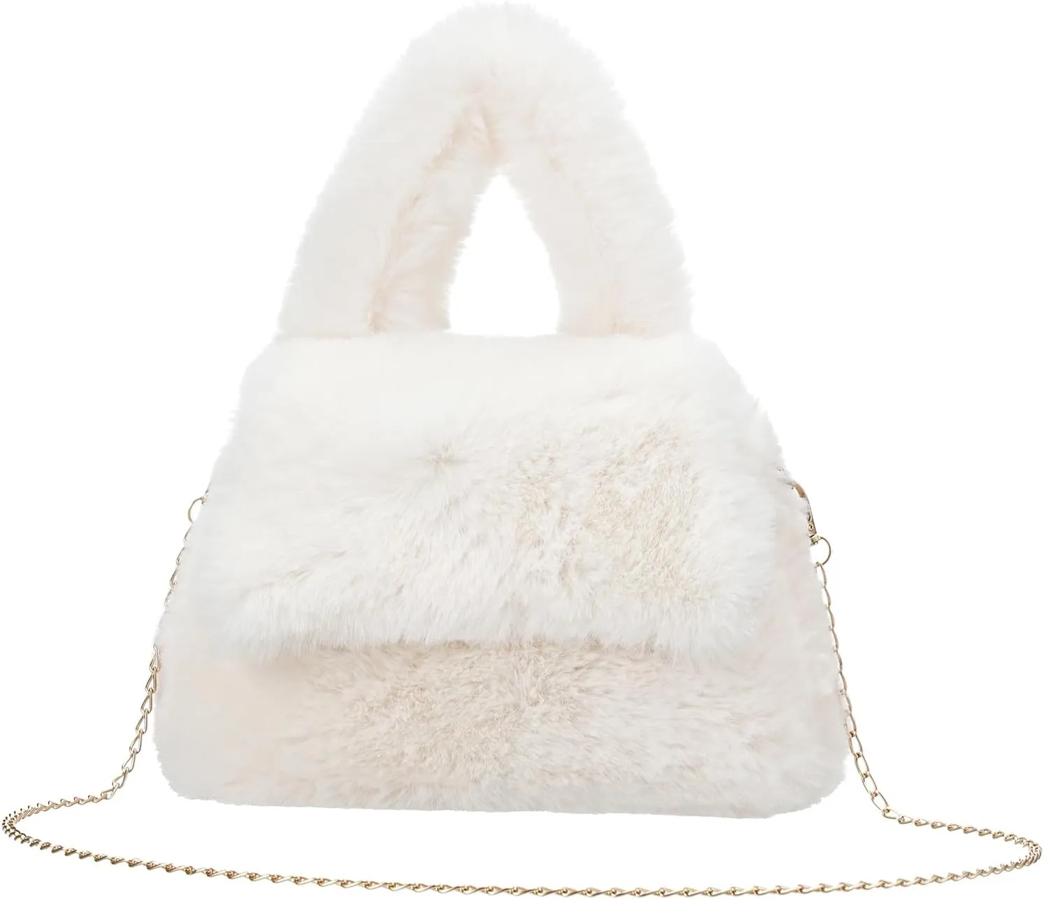 Fluffy Tote Bag for Woman Plush Shoulder Handbag Furry Faux Fur Purse for Winter