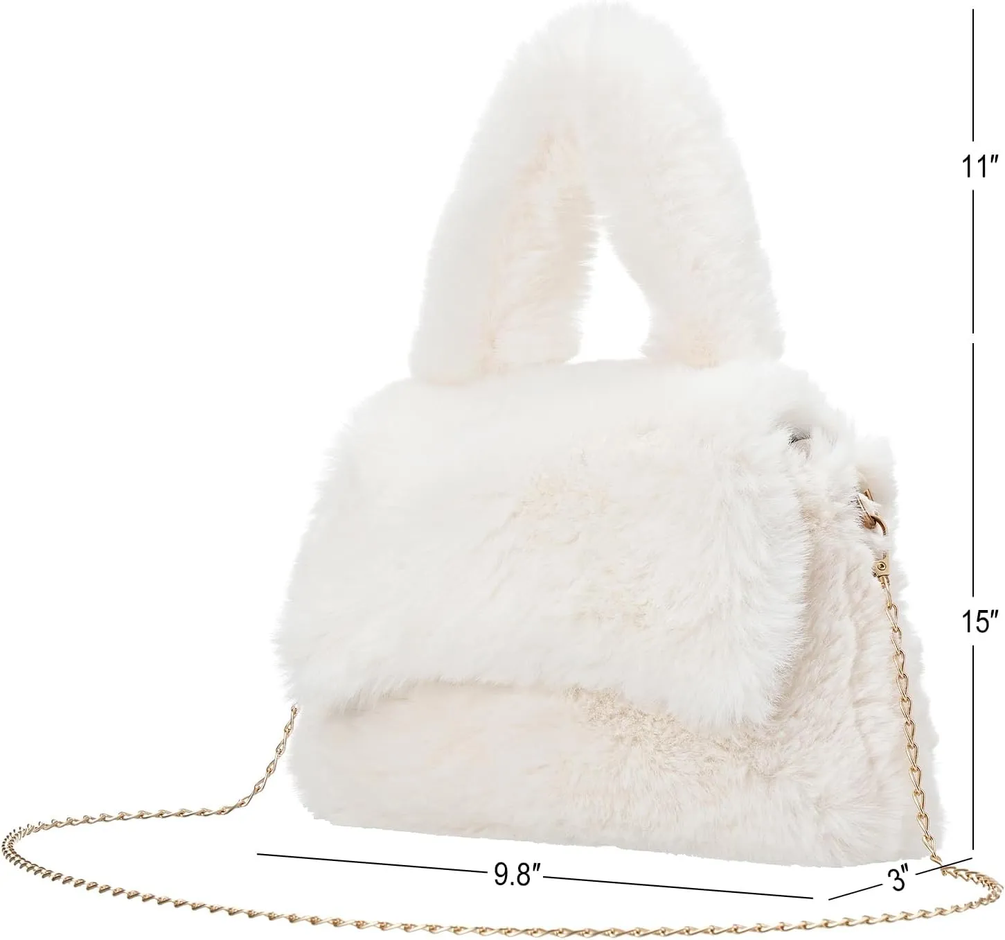 Fluffy Tote Bag for Woman Plush Shoulder Handbag Furry Faux Fur Purse for Winter