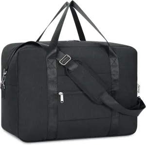 For Spirit Airlines Personal Item Bag 18x14x8 Foldable Travel Duffel Bag Underseat Carry on Luggage for Women and Men 30L (Black)