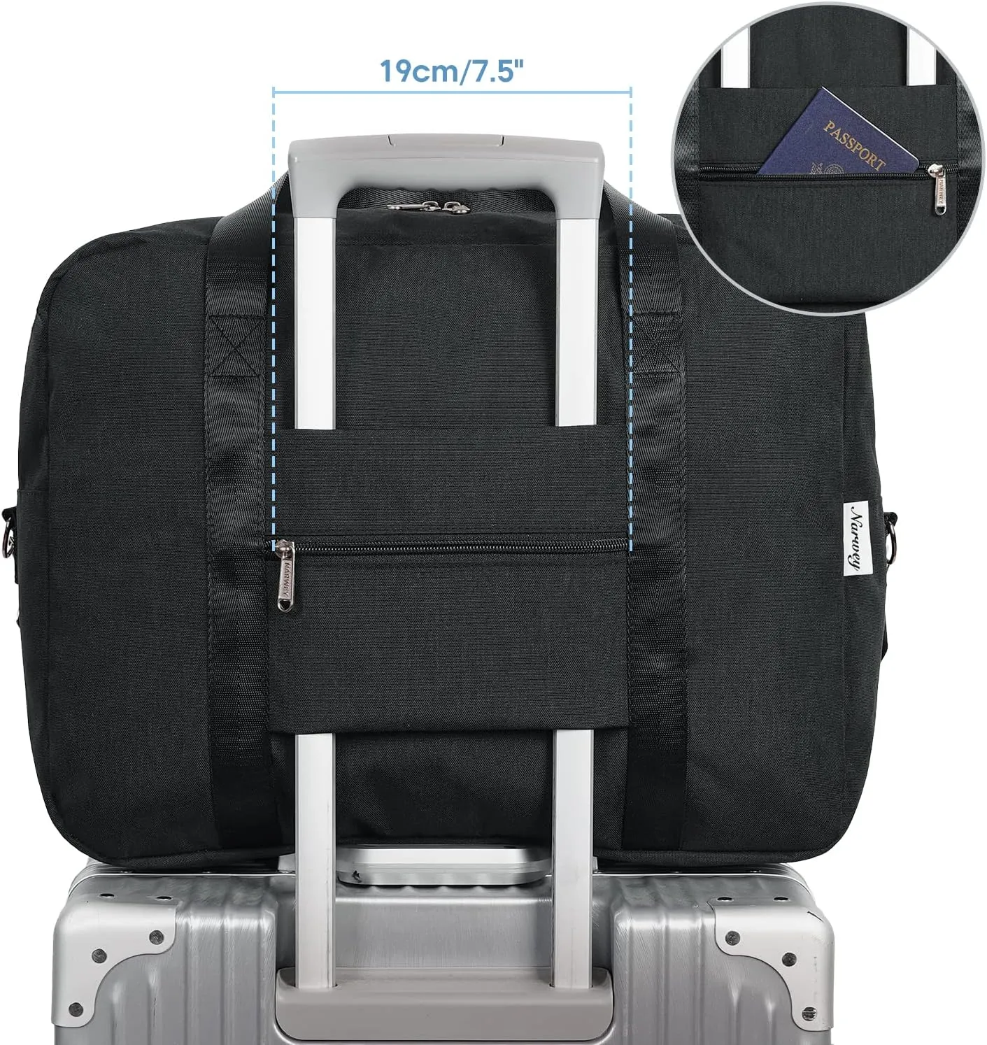 For Spirit Airlines Personal Item Bag 18x14x8 Foldable Travel Duffel Bag Underseat Carry on Luggage for Women and Men 30L (Black)