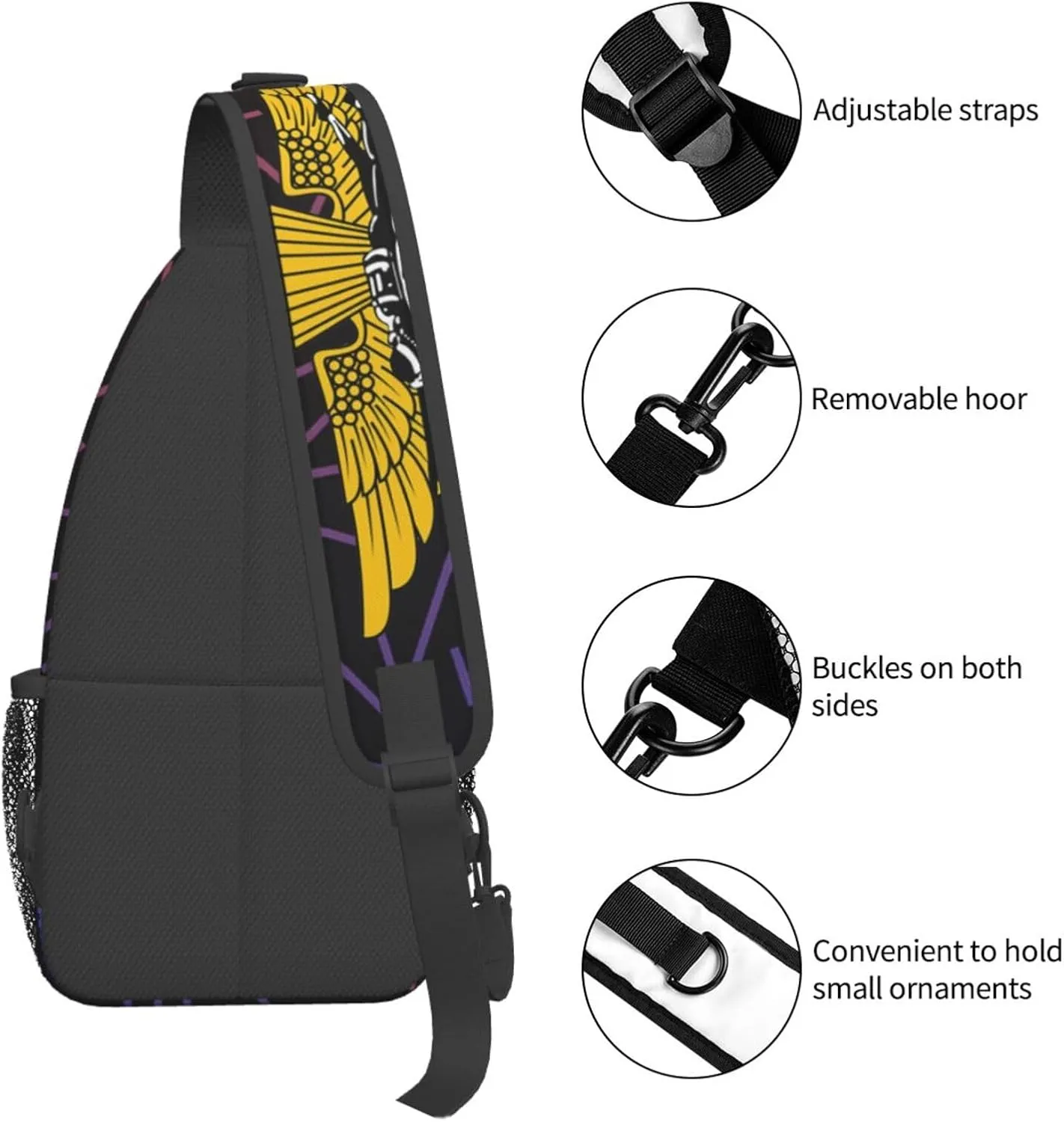 Force Reconnaissance Recon Emblem Crossbody For Men Women Sling Chest Bag Shoulder Bag Lightweight One Strap Backpack Multipurpose Travel Hiking Daypack
