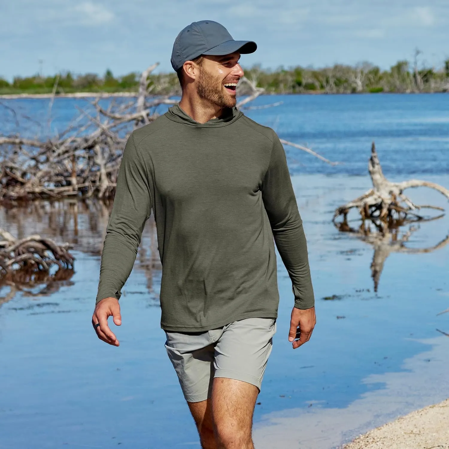 Free Fly Men's Shade Hoodie - UPF 50  Sun Protection Moisture Wicking, Breathable Bamboo Viscose Outdoor Shirt for Men