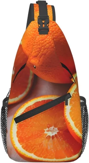 Fresh Orange Fruit Print Sling Bag Crossbody Backpack For Women Men Hiking Travel Over The Shoulder Multipurpose Bag