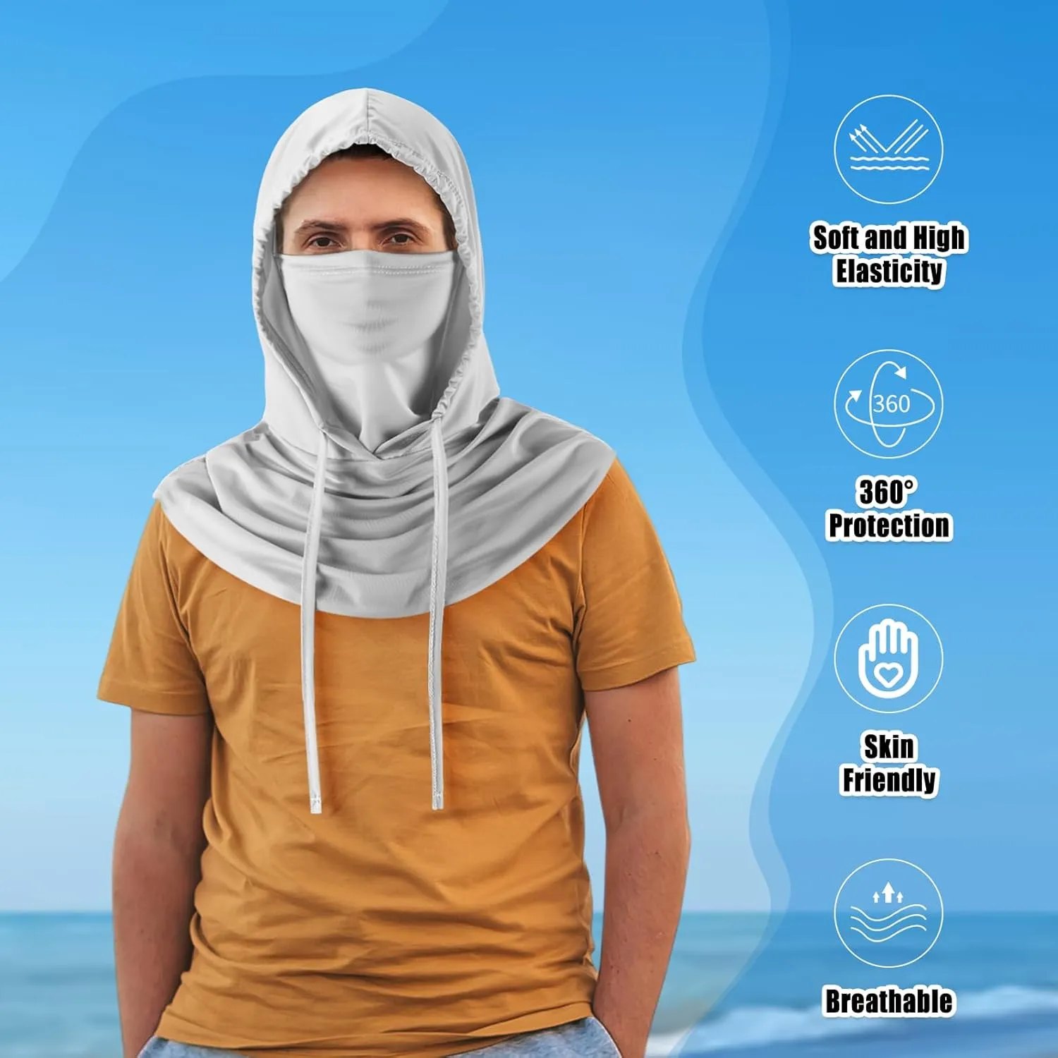 Frienda Summer Balaclava Ski Mask UV Protection Hood Breathable Full Head Mask Face Cover for Men Women Motorcycle Fishing