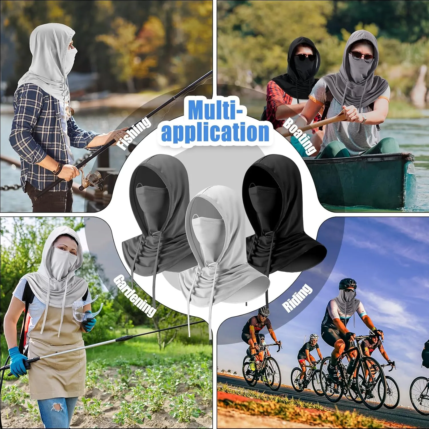 Frienda Summer Balaclava Ski Mask UV Protection Hood Breathable Full Head Mask Face Cover for Men Women Motorcycle Fishing