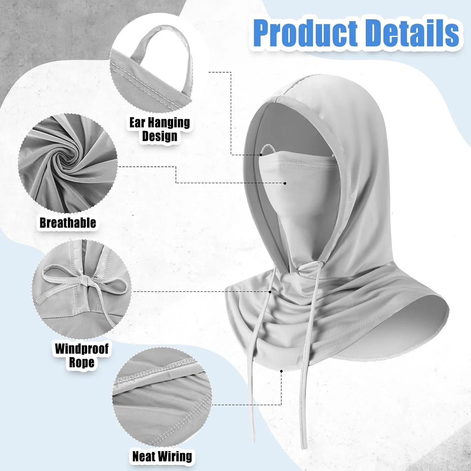 Frienda Summer Balaclava Ski Mask UV Protection Hood Breathable Full Head Mask Face Cover for Men Women Motorcycle Fishing