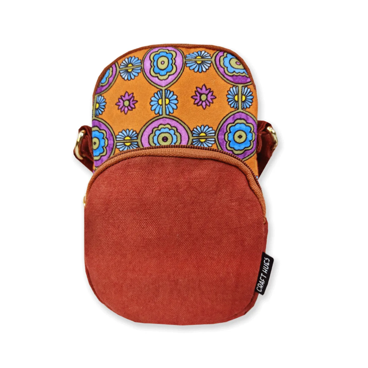 Front Pocket Mobile Sling- Orange Tile