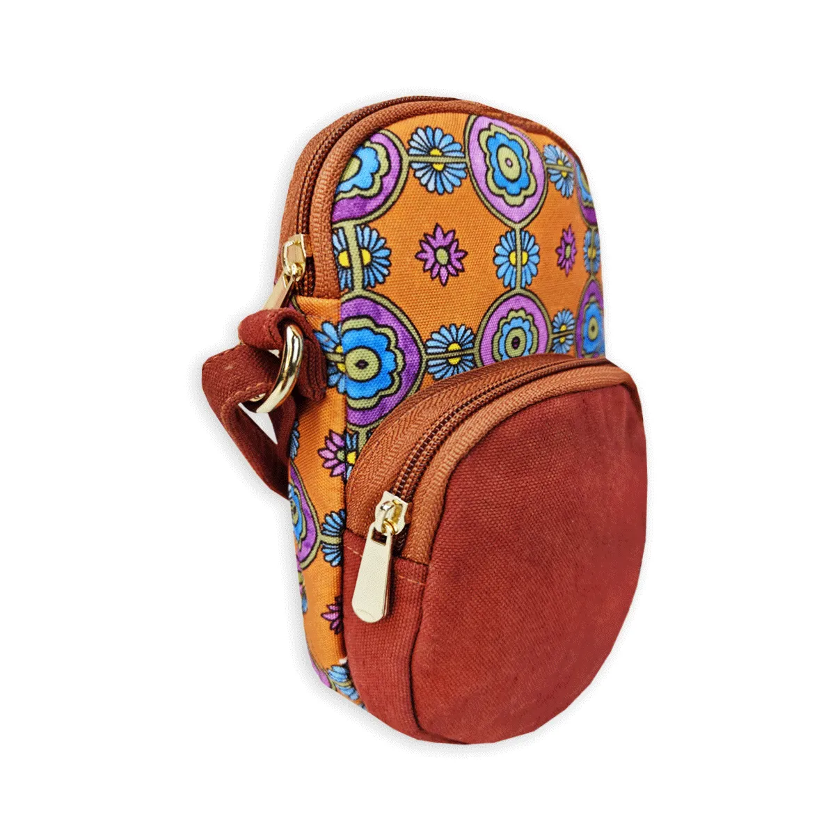 Front Pocket Mobile Sling- Orange Tile