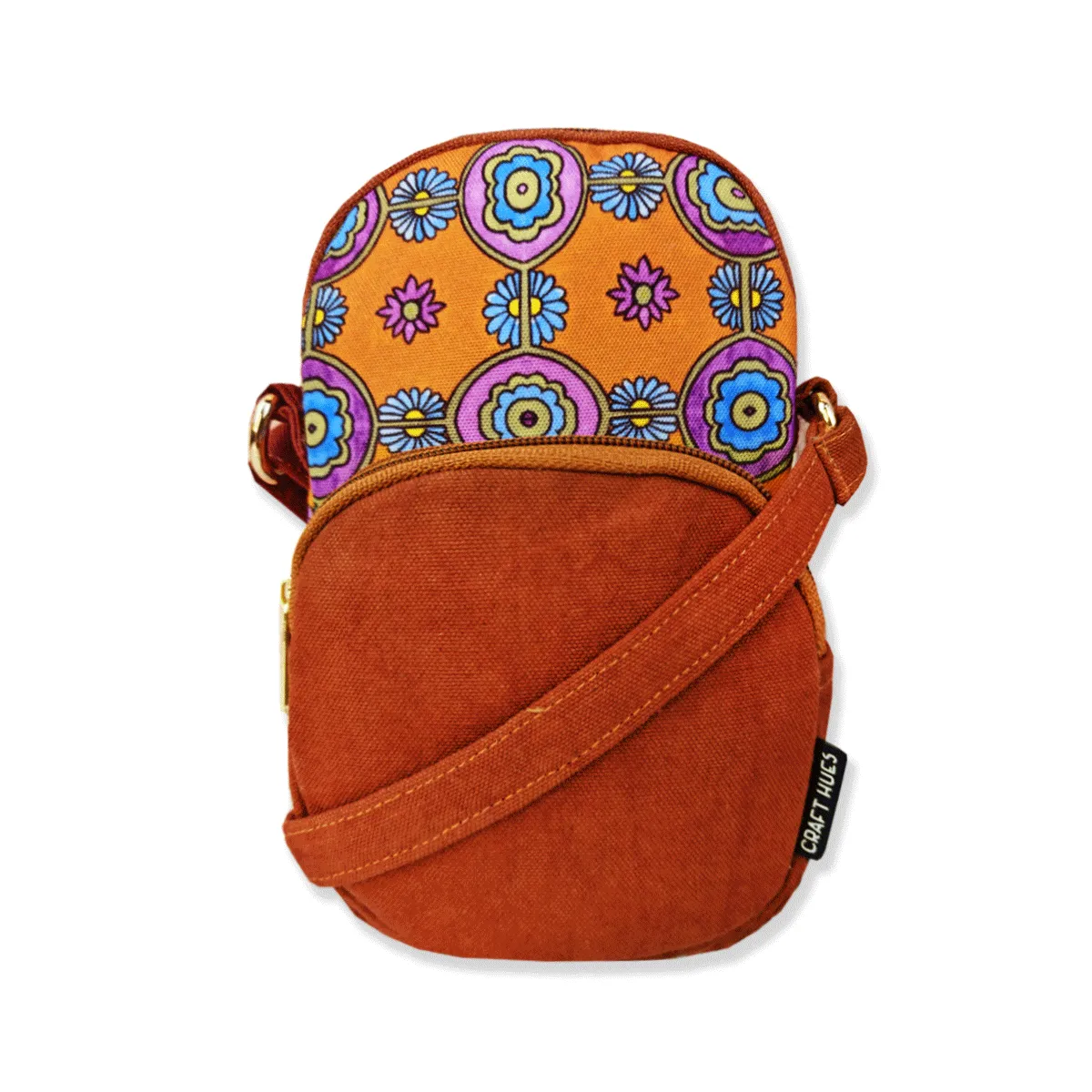 Front Pocket Mobile Sling- Orange Tile