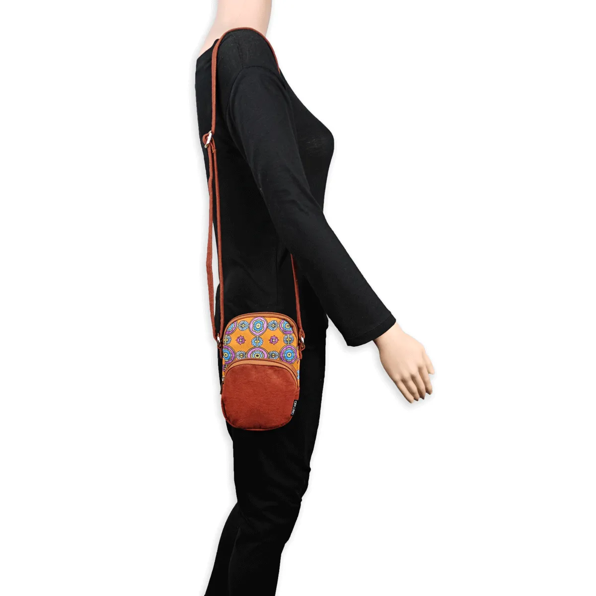 Front Pocket Mobile Sling- Orange Tile