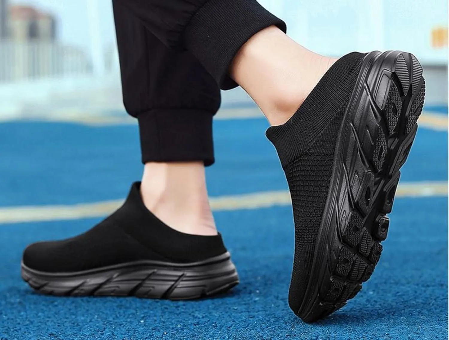 FUNCOS Men's Anti-Slip Garden Clogs - Open Back & Breathable Mesh, Lightweight for Outdoor/Indoor Use