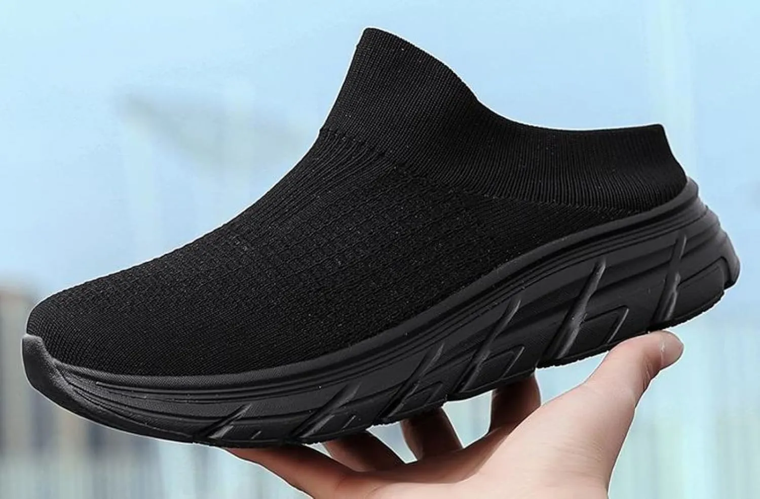 FUNCOS Men's Anti-Slip Garden Clogs - Open Back & Breathable Mesh, Lightweight for Outdoor/Indoor Use