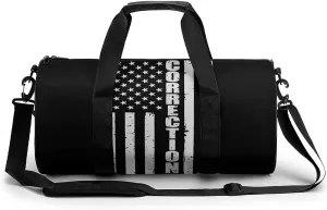FunnyStar Thin Silver Line Flag Corrections Officer Supporter Gym Bag for Women and Men Travel Duffel Bag for Sports Print Gymbag