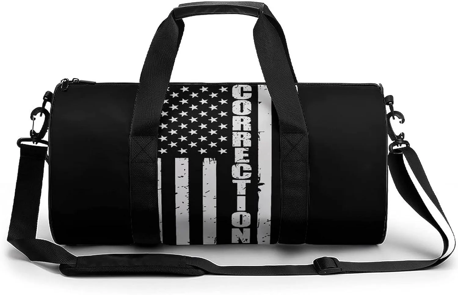 FunnyStar Thin Silver Line Flag Corrections Officer Supporter Gym Bag for Women and Men Travel Duffel Bag for Sports Print Gymbag