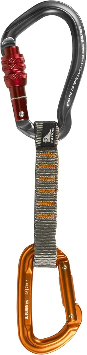Fusion Climb 11cm Quickdraw with Techno Wave Gate Carabineer, Burgundy/Orange