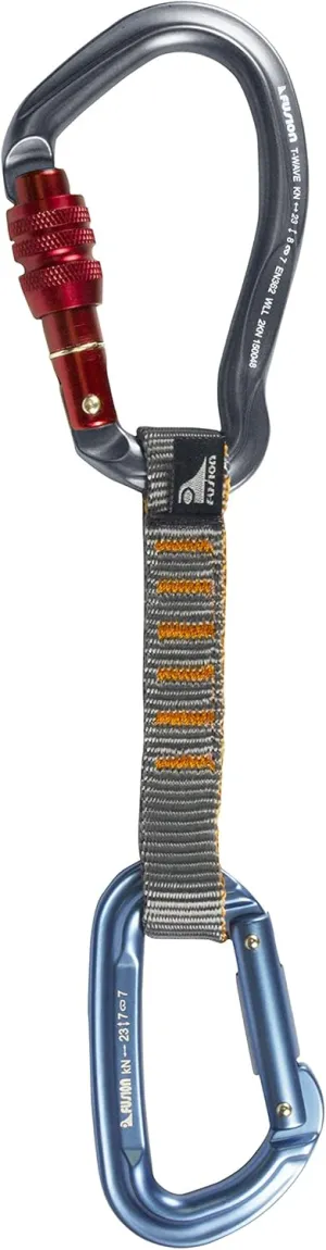 Fusion Climb 11cm Quickdraw with Techno Wave Screw Gate Carabineer, Burgundy/Blue