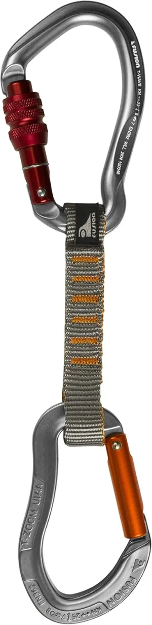 Fusion Climb 11cm Quickdraw with Wave Screw Gate Carabineer, Burgundy/Orange