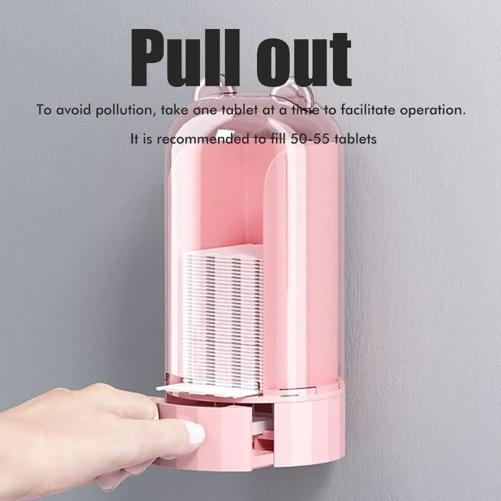 Fydun Automatic Cotton Pad Dispenser, Press Out Makeup Canisters Holder Cosmetic Translucent Wall Mounted Design ABS L Best Women Ink Blue Get 50 Pads (#1)