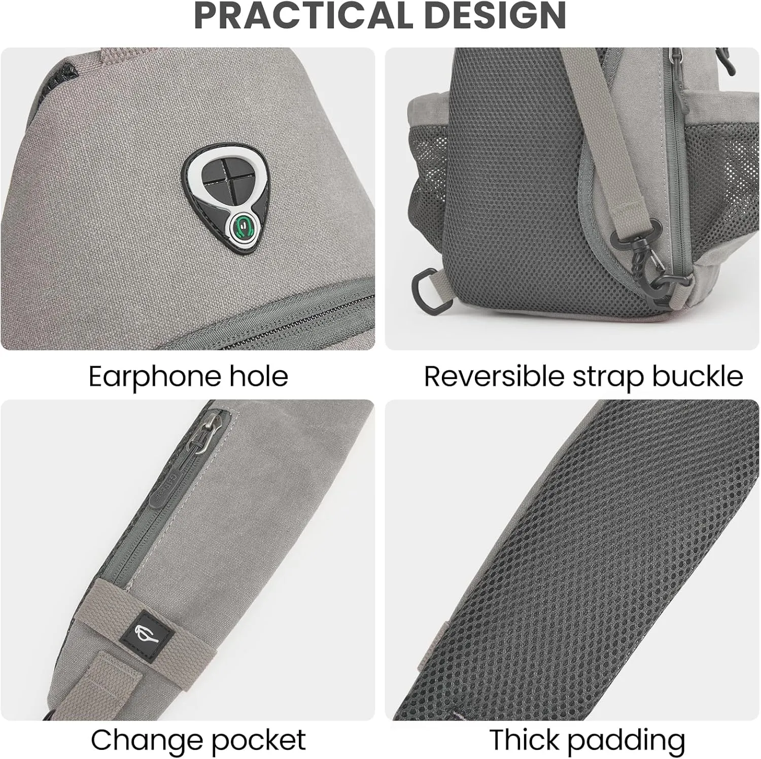 G4Free Canvas Sling Bag Crossbody Backpack with USB Charging Port & RFID Blocking, Hiking Daypack Chest Bag for Women Men