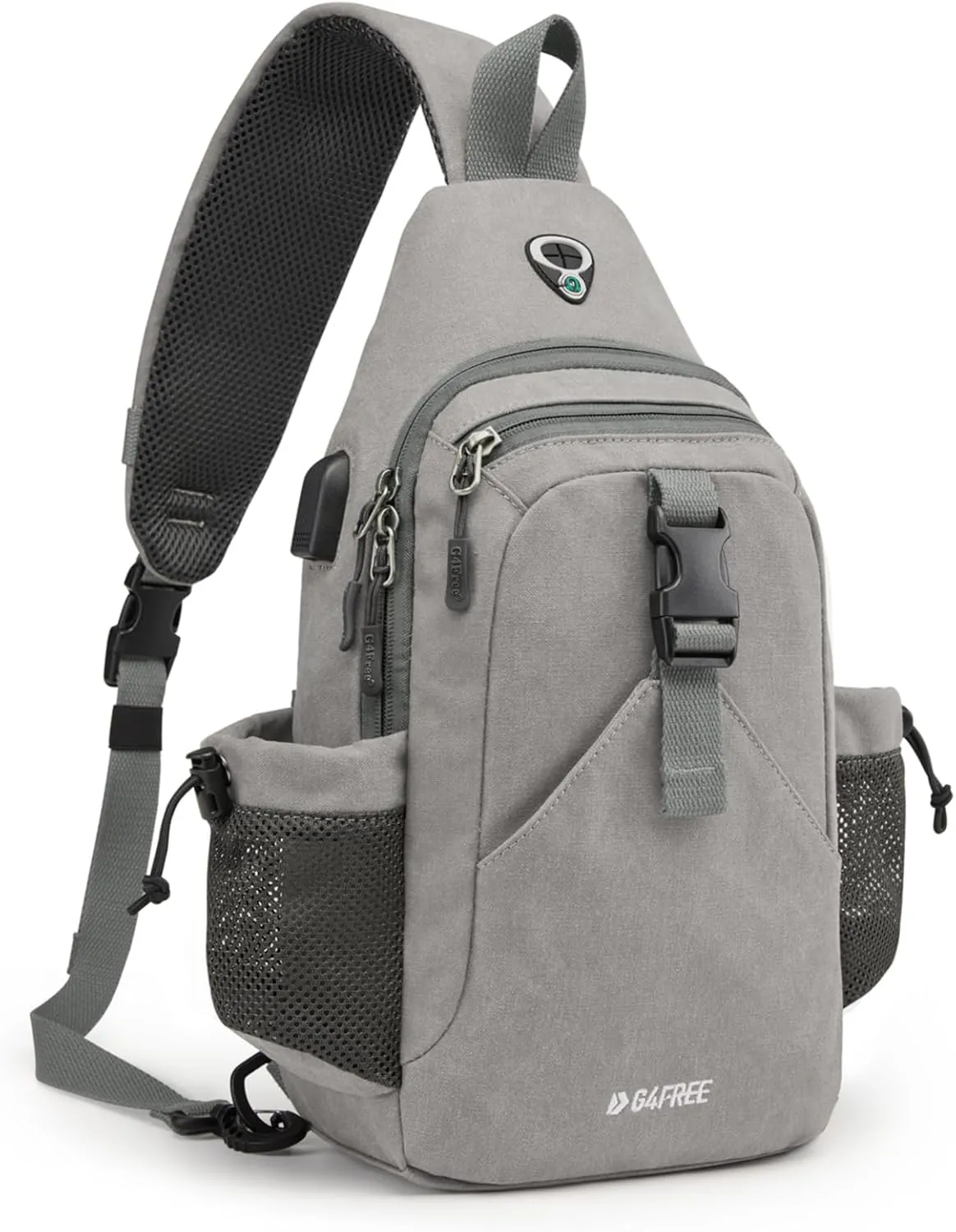 G4Free Canvas Sling Bag Crossbody Backpack with USB Charging Port & RFID Blocking, Hiking Daypack Chest Bag for Women Men