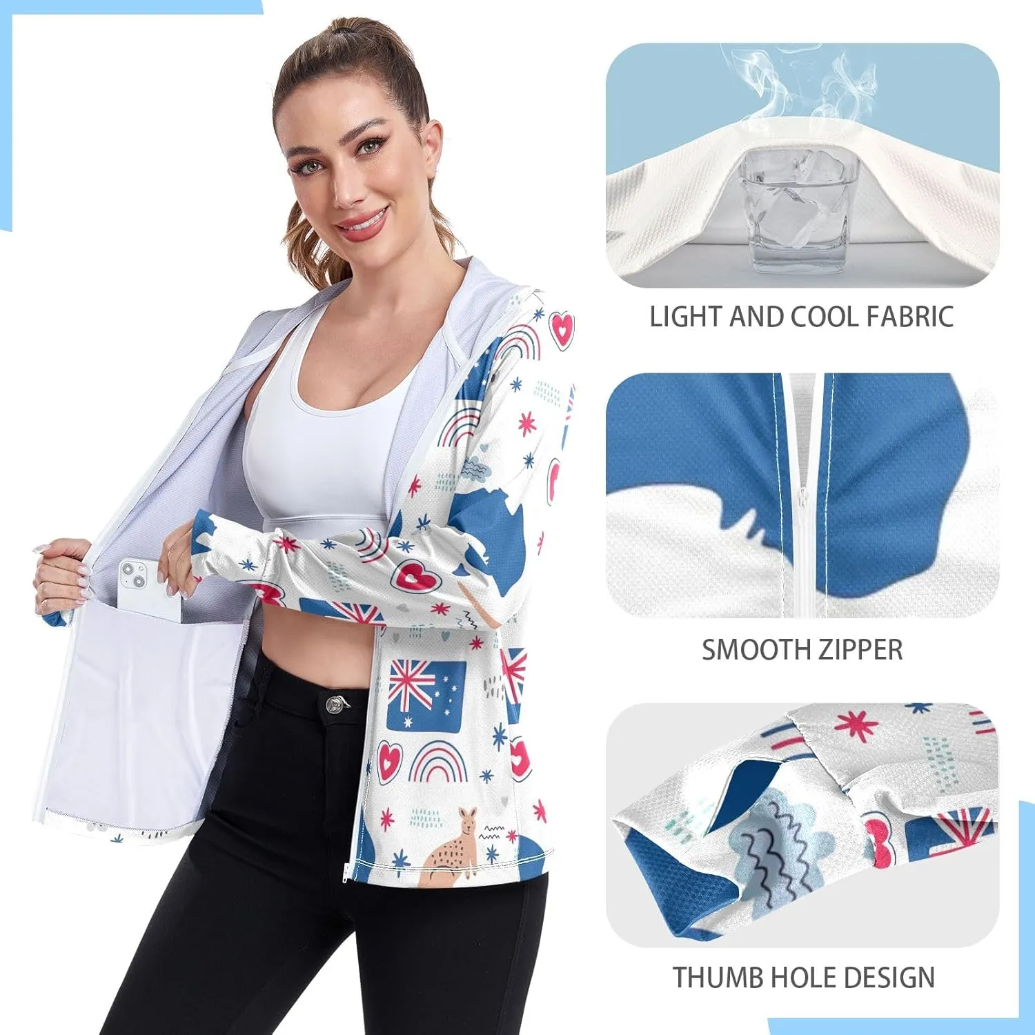 GAIGEO Bright Tropical Leaves White Women Jacket Breathable Cool UPF 50  Summer Jacket Women, XXL