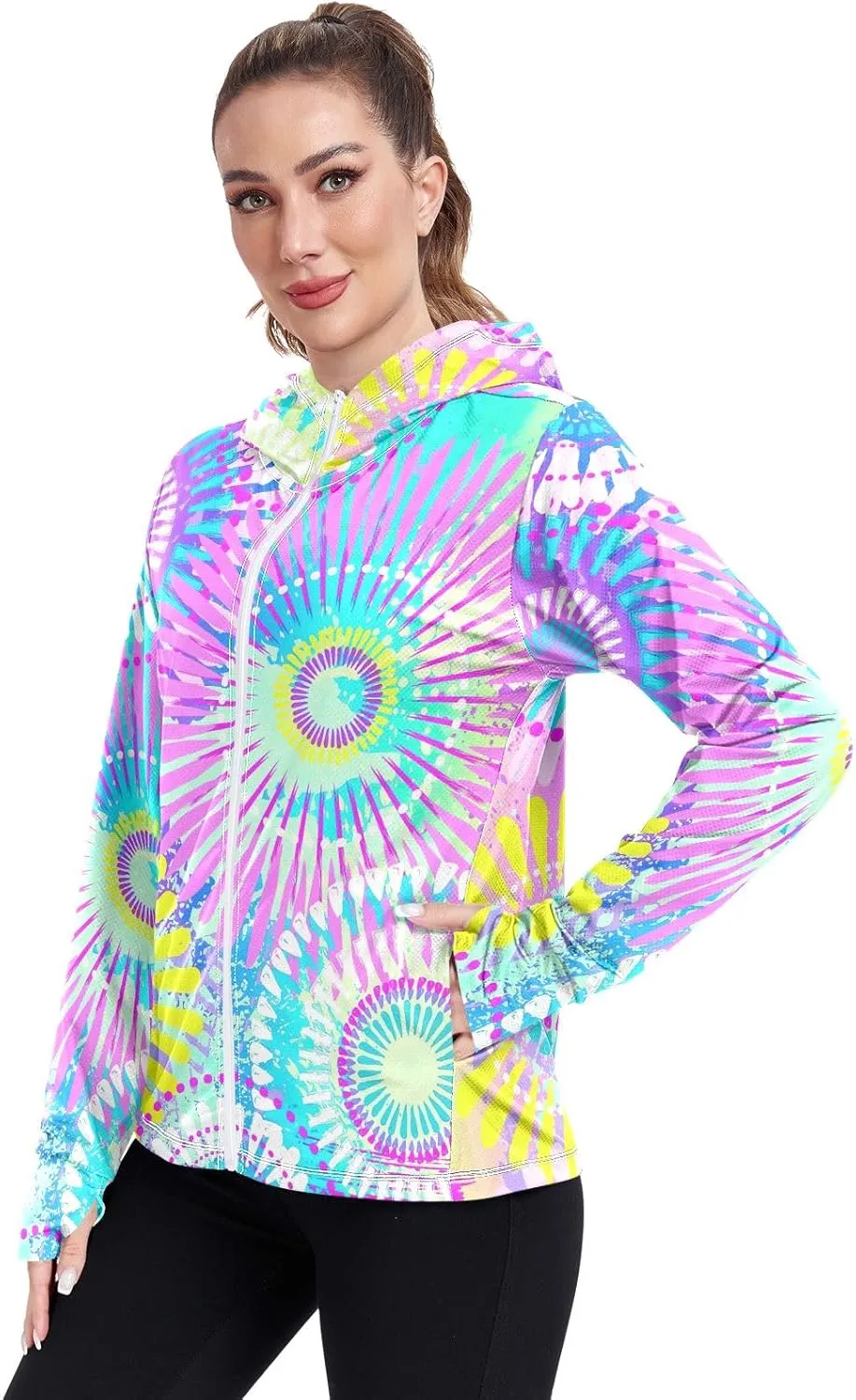 GAIGEO Bright Tropical Leaves White Women Jacket Breathable Cool UPF 50  Summer Jacket Women, XXL