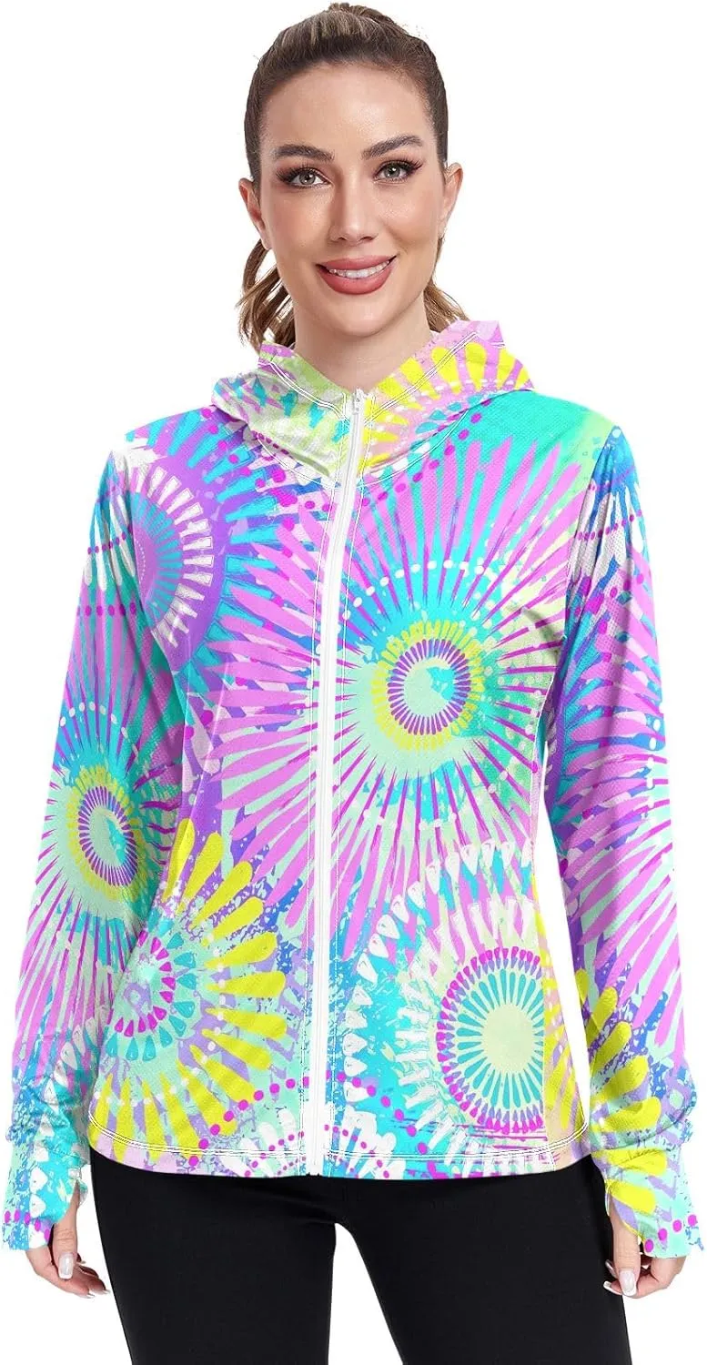 GAIGEO Bright Tropical Leaves White Women Jacket Breathable Cool UPF 50  Summer Jacket Women, XXL