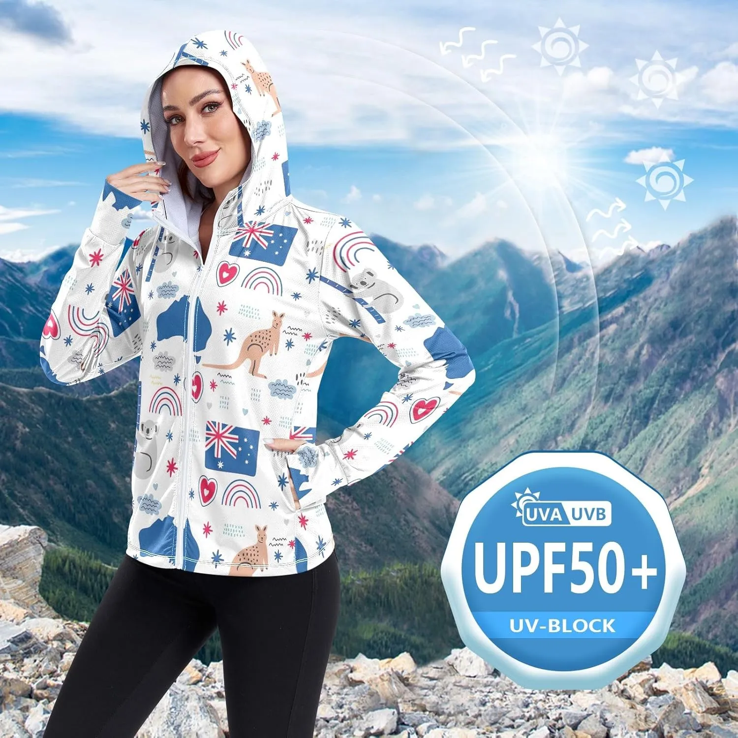 GAIGEO Bright Tropical Leaves White Women Jacket Breathable Cool UPF 50  Summer Jacket Women, XXL