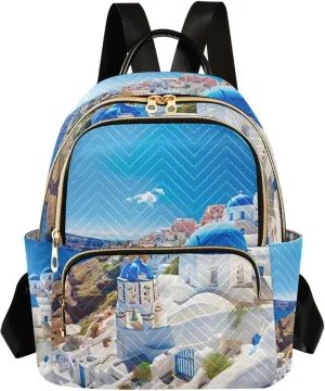 GAIGEO Buildings with a Blue Dome Fashionable Backpack, Backpack with Pockets, Womens Travel Backpack, S