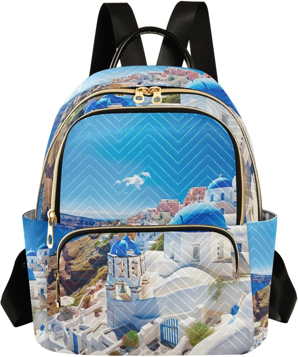 GAIGEO Buildings with a Blue Dome Fashionable Backpack, Backpack with Pockets, Womens Travel Backpack, S