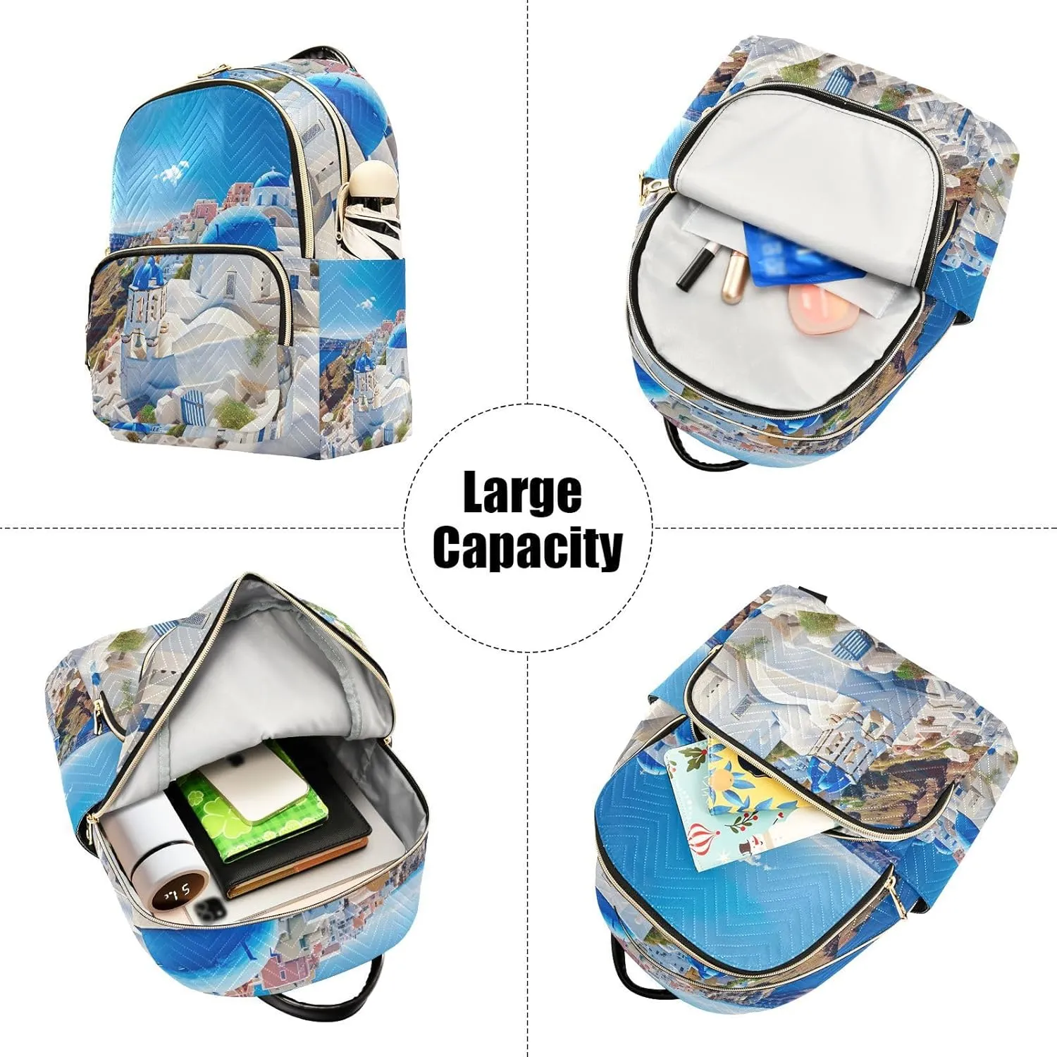 GAIGEO Buildings with a Blue Dome Fashionable Backpack, Backpack with Pockets, Womens Travel Backpack, S