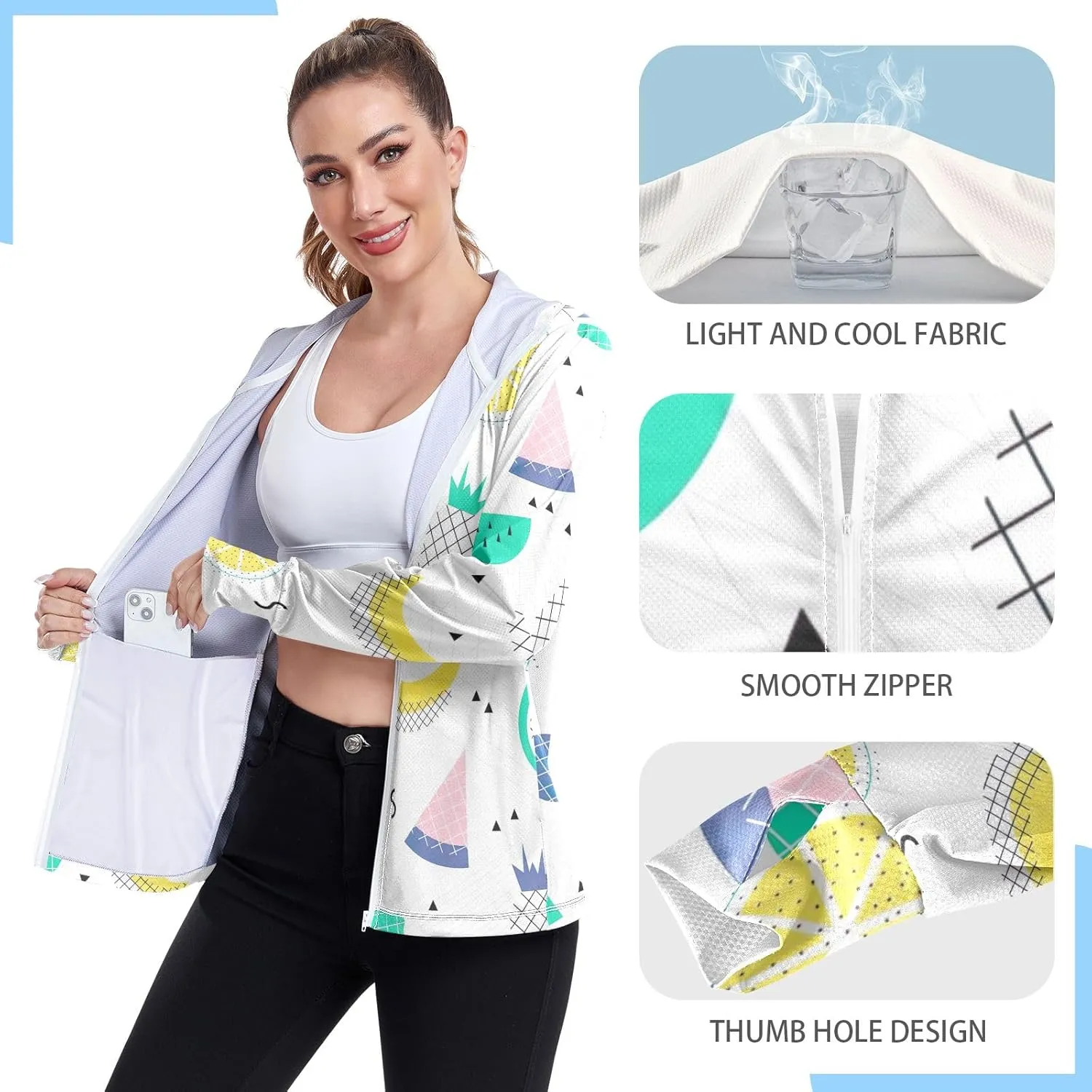 GAIGEO Colorful Palms Leaves Women Jacket UPF 50  Lightweight Summer Jacket Women, Breathable Fabric, S