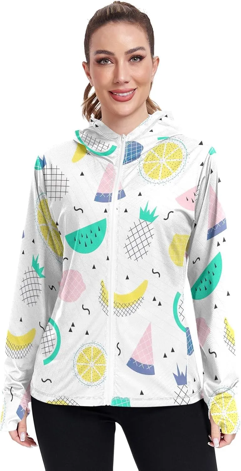 GAIGEO Colorful Palms Leaves Women Jacket UPF 50  Lightweight Summer Jacket Women, Breathable Fabric, S
