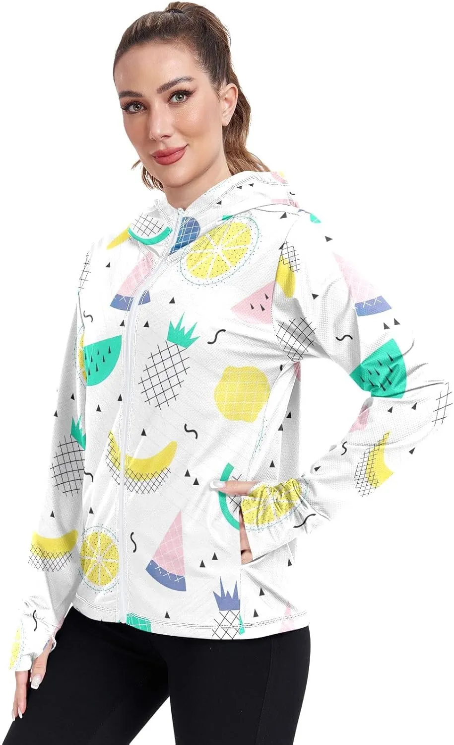 GAIGEO Colorful Palms Leaves Women Jacket UPF 50  Lightweight Summer Jacket Women, Breathable Fabric, S
