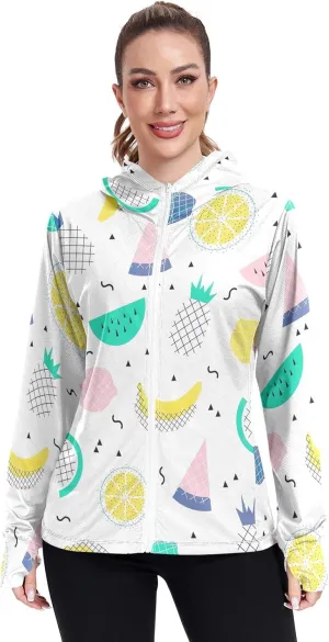 GAIGEO Colorful Palms Leaves Women Jacket UPF 50  Lightweight Summer Jacket Women, Breathable Fabric, S