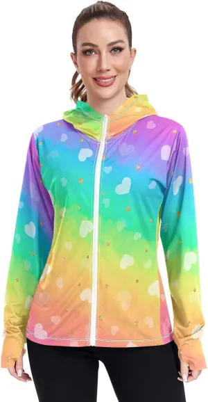 GAIGEO Girly Purple and Blue Ombre Women Jacket UPF 50  Lightweight Uv Protection Clothing Women, Breathable Fabric, S