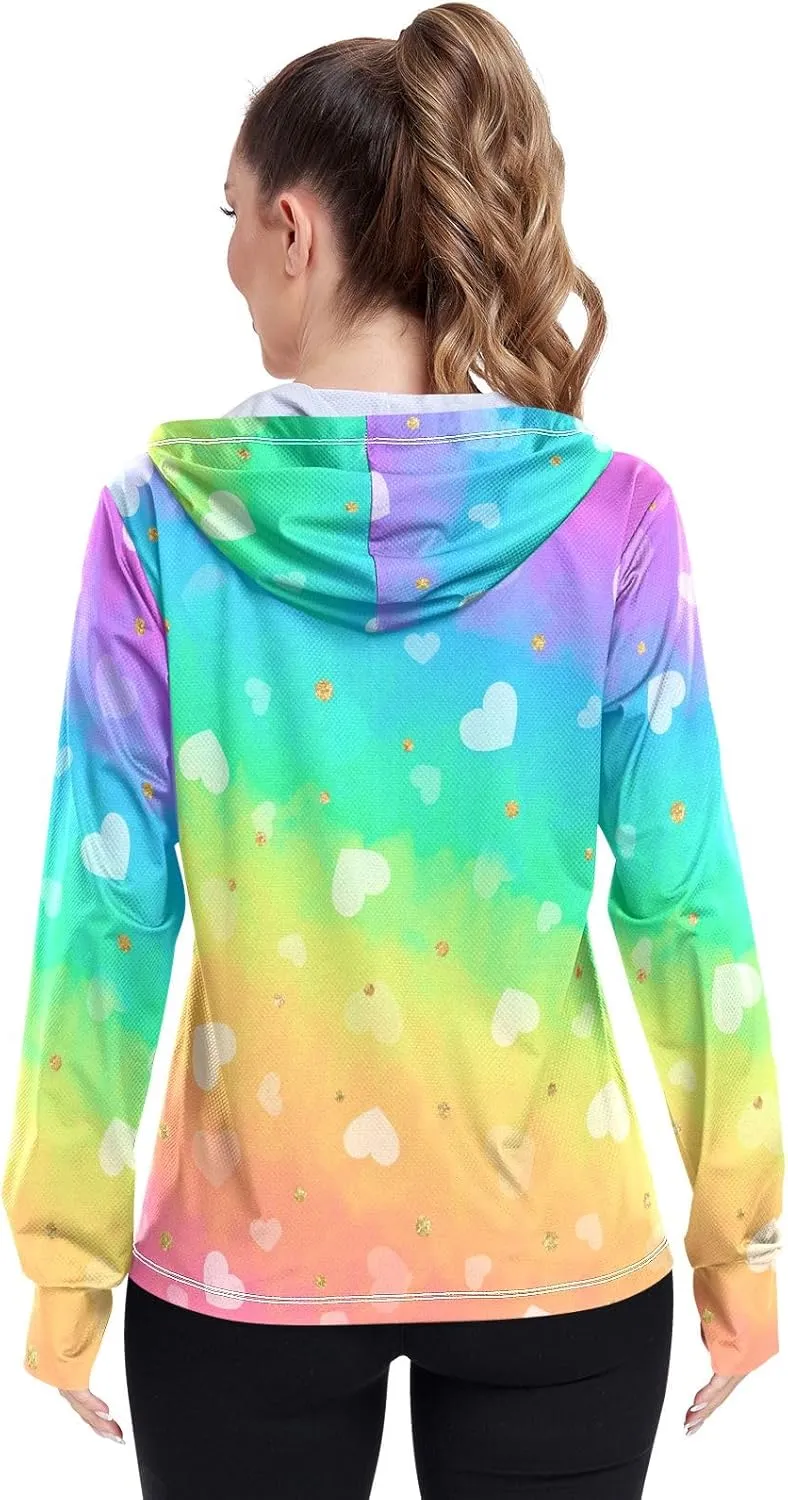 GAIGEO Girly Purple and Blue Ombre Women Jacket UPF 50  Lightweight Uv Protection Clothing Women, Breathable Fabric, S